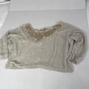 Day trip Large Cropped Oversized Beaded Sweater